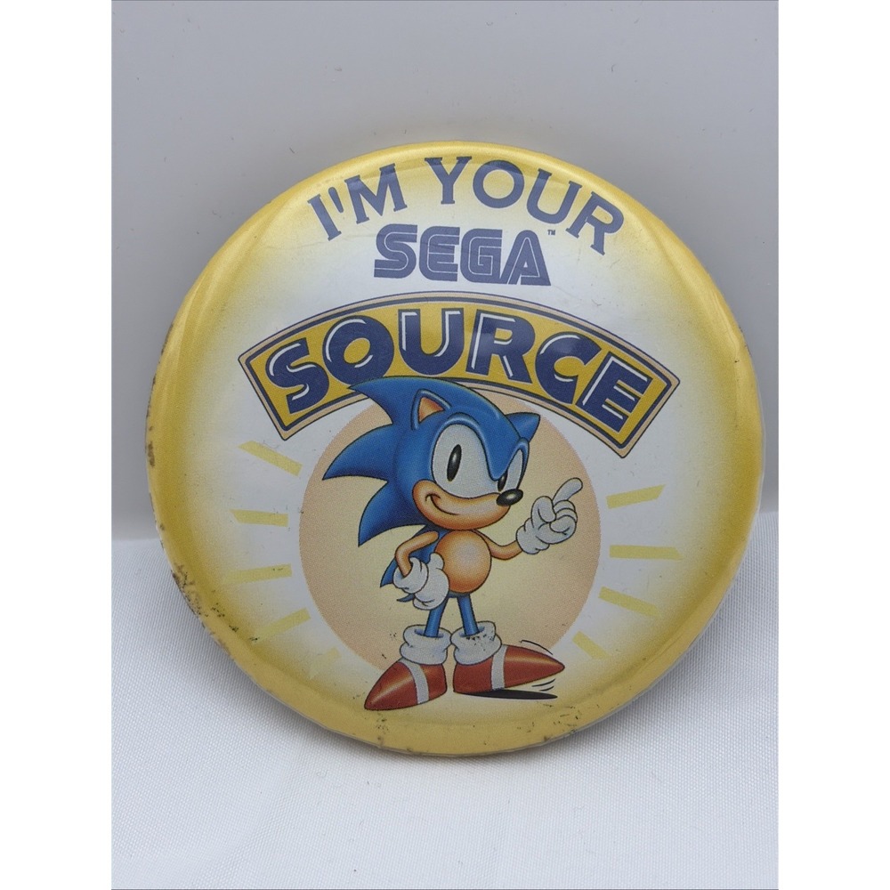 Vintage Sega Genesis "I'm Your Source" Sonic The Hedgehog Promotional Button Pin